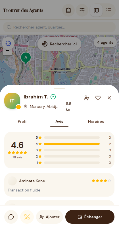 Kudu app showing a map of nearby cash agents