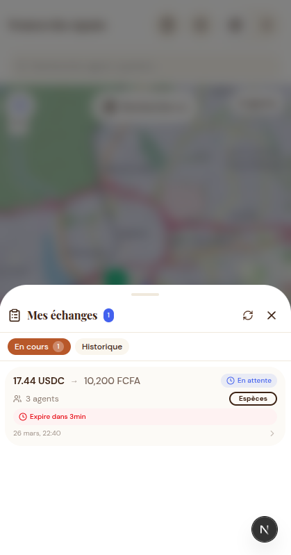 Kudu app showing a currency exchange screen